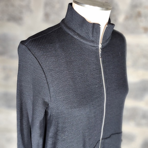 SHANNON PASSERO sz S/P black ribbed zip front swing jacket front pockets - Picture 5 of 6
